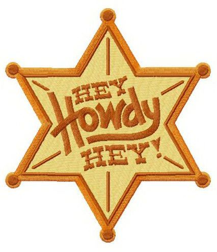 Hey Howdy Hey sheriff star machine embroidery design