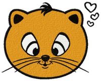 Cat in love embroidery design