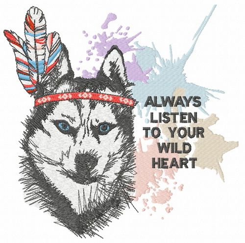 Indian wolf machine embroidery design
