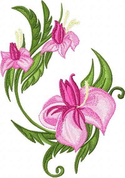 Elegant Oriental Flower machine embroidery design