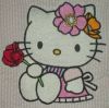 Hello Kitty embroidery on stripe seersucker