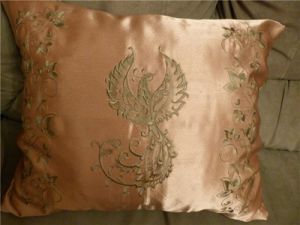 pillow with Firebird embroidery design
