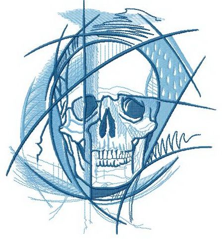 Geometric skull machine embroidery design