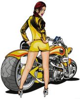 Young sassy handsome biker embroidery design
