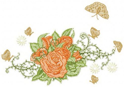 Vintage rose machine embroidery design