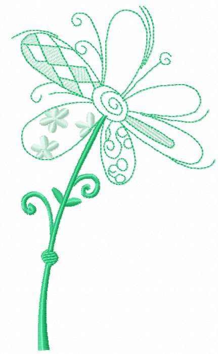 Mint flower free machine embroidery design