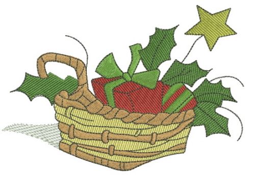 Christmas basket machine embroidery design  