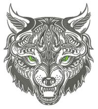Wolfish grin embroidery design