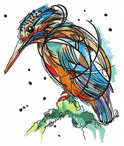 Bright birdie machine embroidery design