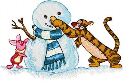 Christmas Tigger and Piglet machine embroidery design