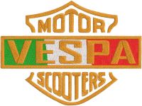 Vespa motor scooters logo embroidery design