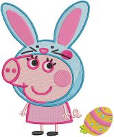 Funny pig bunny ears easter egg embroidery design