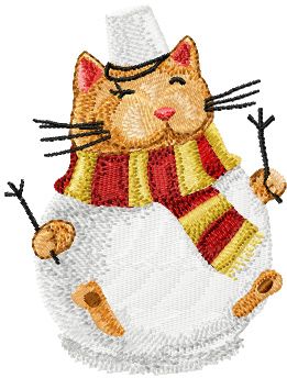 Snowman Christmas Cat machine embroidery design