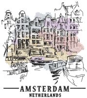Amsterdam early morning embroidery design