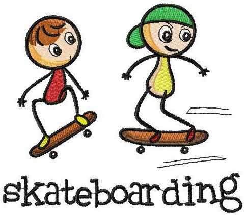 Skateboarding machine embroidery design