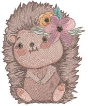 Funny hedgehog with flower wreath