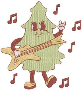 Singing Christmas tree embroidery design
