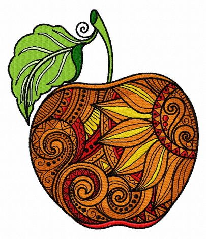 Mosaic apple machine embroidery design      