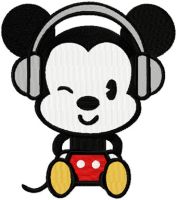 Mickey likes Music embroidery design