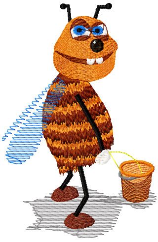 Happy bee machine embroidery design
