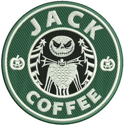 Jack coffee machine embroidery design