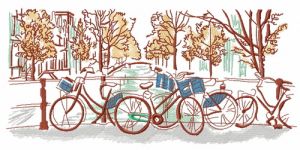 Bicycle trip embroidery design