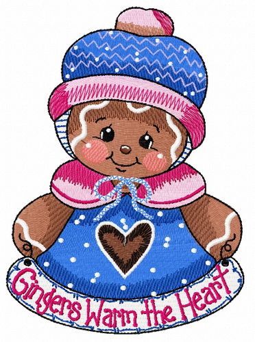 Gingers warm the heart machine embroidery design