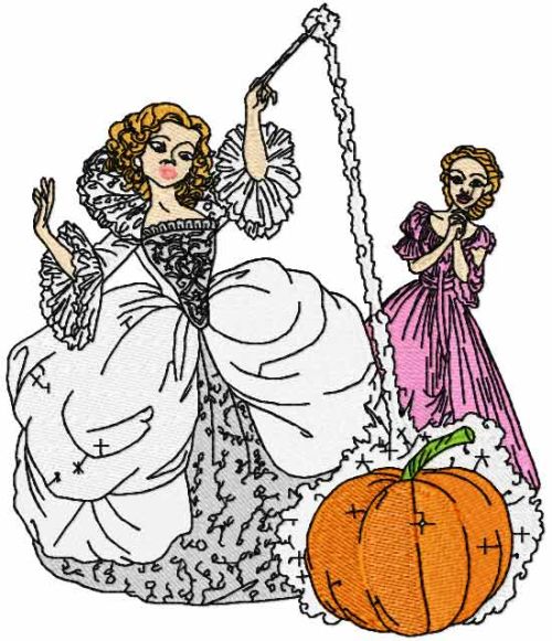Cinderella and Fairy embroidery design