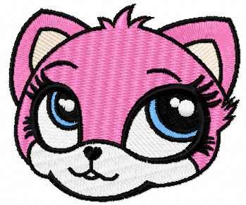 Pink kitty face free embroidery design