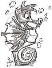 Fun seahorse sketch embroidery design