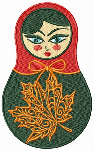 Autumn matryoshka doll machine embroidery design