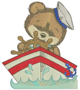 Teddy bear captain embroidery design