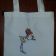 Bag with girl and squirrel embroidery design