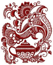 Decorative teapot embroidery design