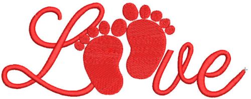 Love baby foot embroidery design