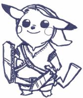 Pikachu blue warrior embroidery design