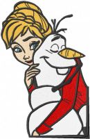 Anna hugs olaf embroidery design