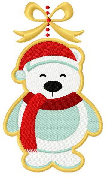 Christmas toy polar bear 3 machine embroidery design