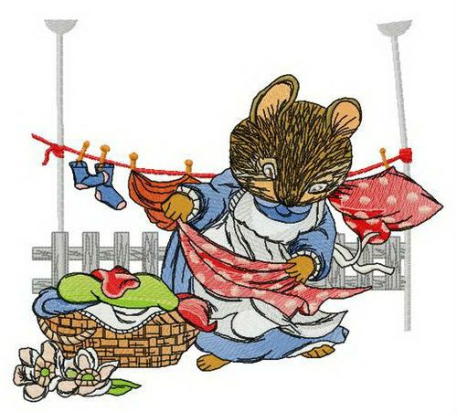 Mouse laundry machine embroidery design