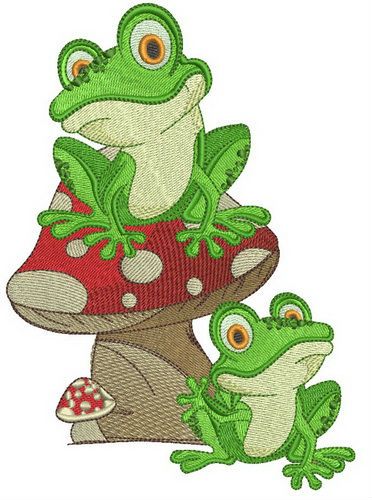 Frog friends machine embroidery design