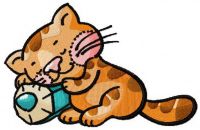 Sleeping kitten embroidery design