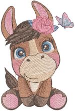 Donkey with butterfly embroidery design