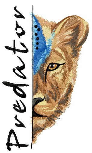 Lioness predator machine embroidery design