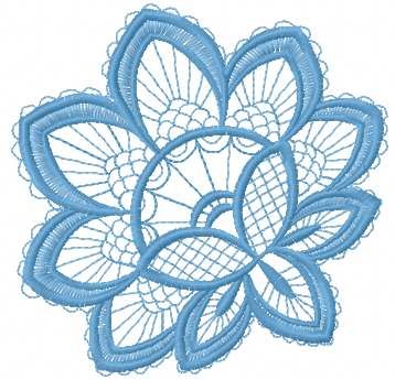 blue lace flower free machine embroidery design