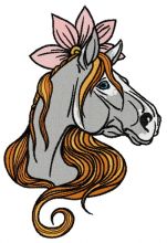 Horse with lotus flower 2 embroidery design