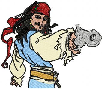Jack Sparrow with Gun machine embroidery design