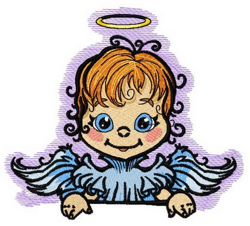 Angel with poster 6 machine embroidery design
