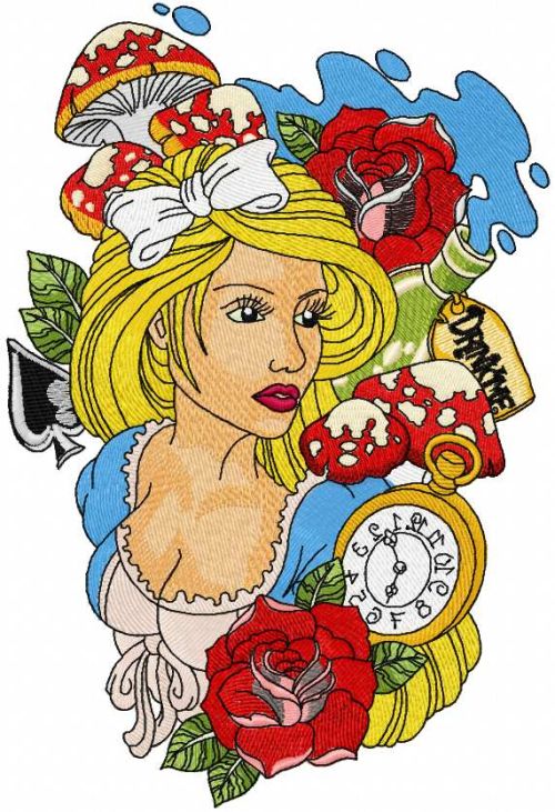 Alice in Wonderland embroidery design