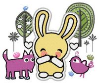 Bunny laughs embroidery design