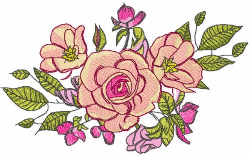 Roses bouquet decor embroidery design